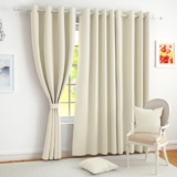 Story@Home Blackout Door Curtains 7 Feet Long Set Of 2 | Plain Printed | 70% Room Darkening Curtain | Thermal Insulated | Curtains For Living Room | (116 X 215 Cm, Beige) | Perfect For Home Decor