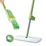 Moppers For Cleaning Floor Tekcool Microfiber Magic Mop For Floor Cleaning,Home Hands Free Squeeze Mop, Stainless-Steel Handle, Bucket Less And Microfiber Refill (Green)