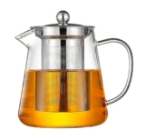 Nvra Premium 450Ml Glass Tea Pot With Stainless Steel Infuser || Large Capacity Transparent Tea Kettle With Lid & Handle || Great For Loose Leaf Tea, Blooming Tea, Tea Bags & Fruit Infused